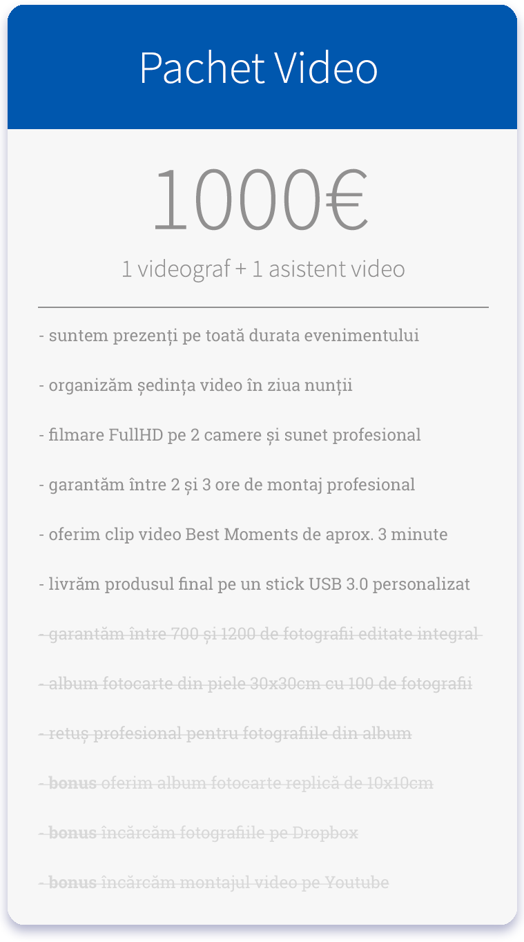 Pret pachet video nunta Iasi