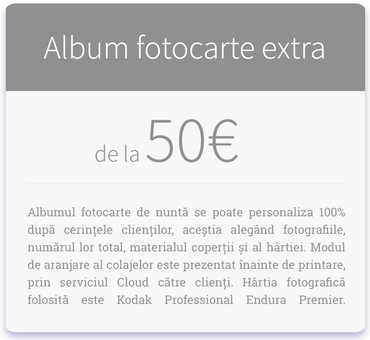 Pret album fotocarte nunta Iasi
