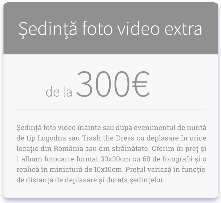Pret sedinta foto video nunta Iasi